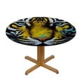 thumbnail image 3 of JEUXUS Round Fitted Tablecloth with Elastic Edged, Tiger Round Table Cover, Oil Painting Tiger Waterproof Table Cover for Kitchen Dining Holiday Parties Decoration,Fit for  Round Tables, 3 of 7