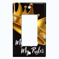 thumbnail image 2 of Metal Light Switch Plate Outlet Cover (My Room My Rules Crown Tilted - Single Rocker), 2 of 2