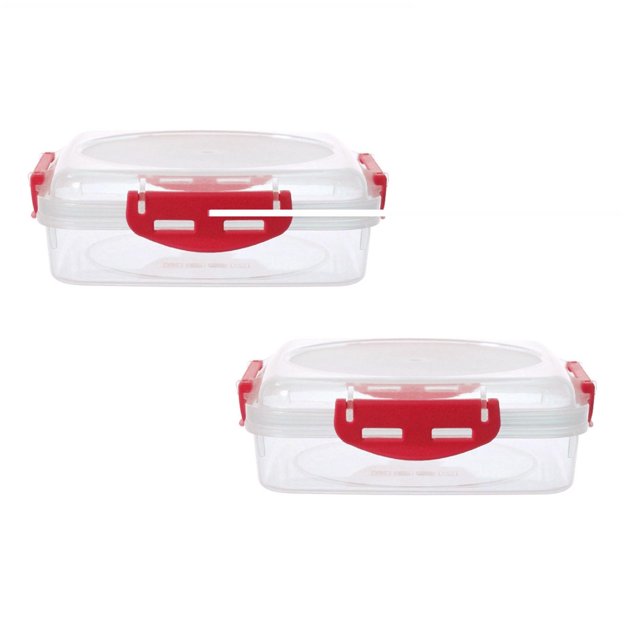 Oleegame 2 Pcs Boîte de Conservation Fraîcheur Alimentaire Bleue pour Jus, Pain, Riz, Petit-Déjeuner, Sandwich, Lunch, Boîte d'Emballage Extérieure Micro-Ondable Adaptée pour Déjeuner Portable et Activités Extérieures Rouge