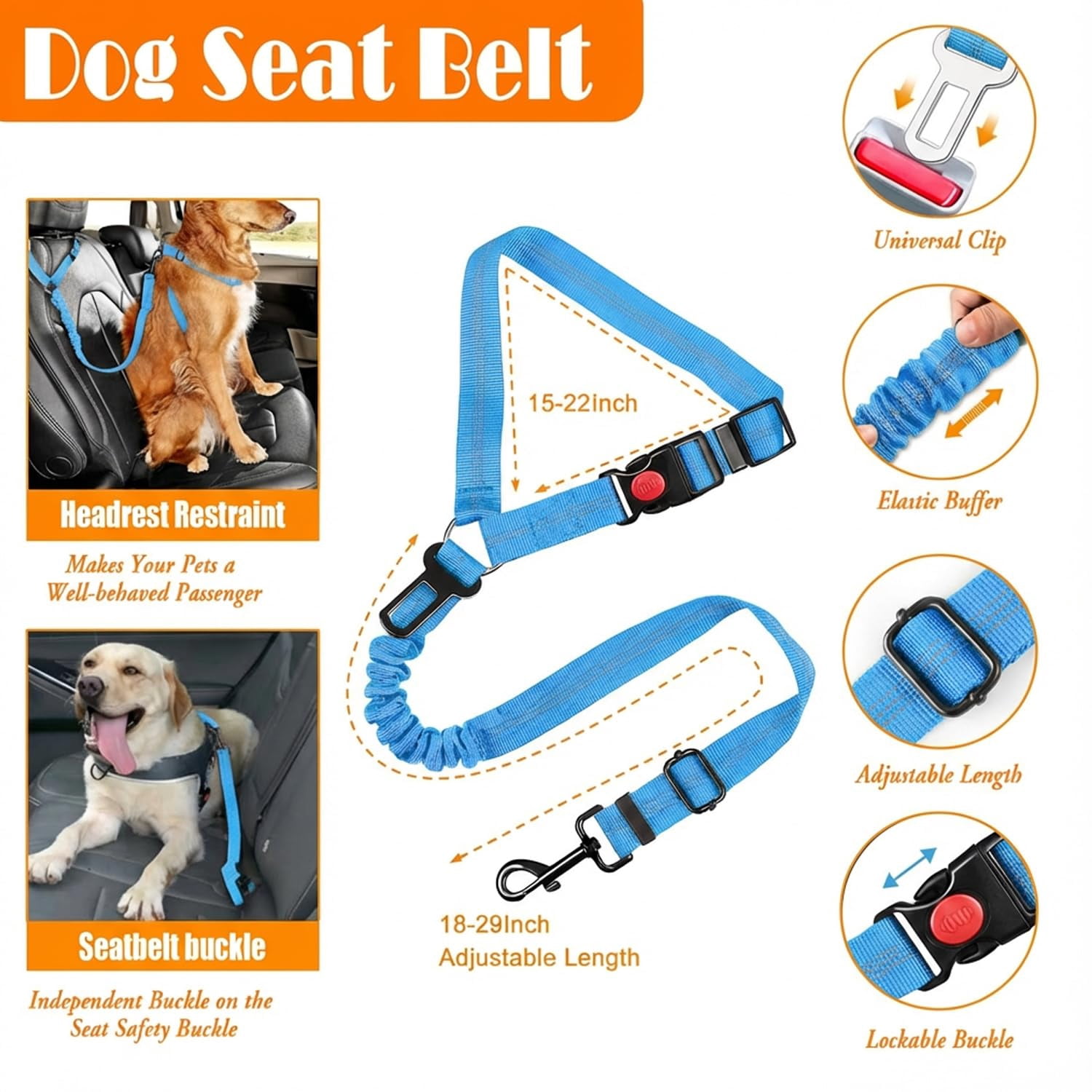 No Pull Dog Harness  Collar & Leash Set With Retractable Seat Belt Collapsible And Poop Bag Dispenser - Ideal For Walking Hiking Fits Small To Large Dogs(blue-m)