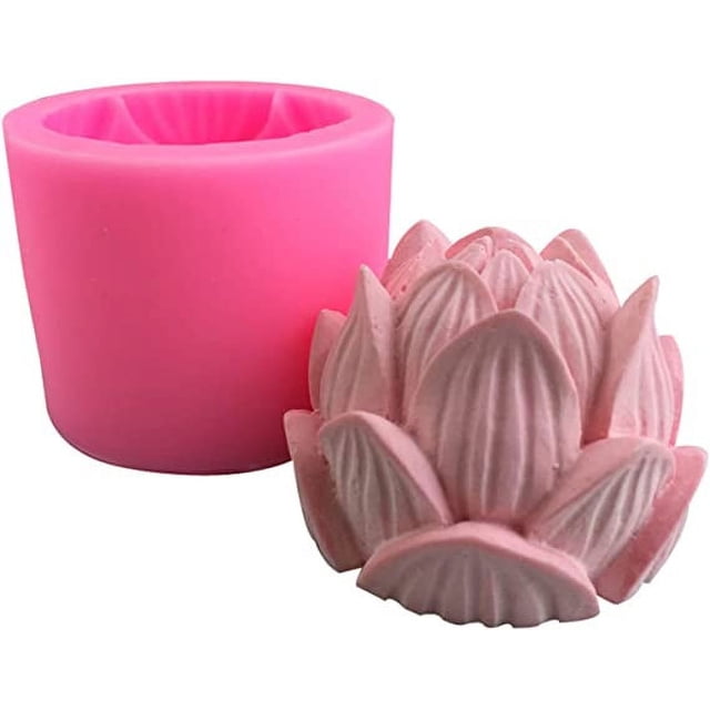 Xiao Hua Molde de silicona con forma de flor de loto para jabón, velas, fondant, chocolate, pasteles, dulces, arcilla de resina, herramientas para hornear y repostería.
