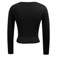 thumbnail image 4 of Arlun,Stretchy Tight Womens Cropped T Shirts Casual Square Neck Long Sleeve Slim Fit Fall Fashion Tops Women's Lightweight Soft Comfy Going out Sexy Tee Shirts Black L, 4 of 5