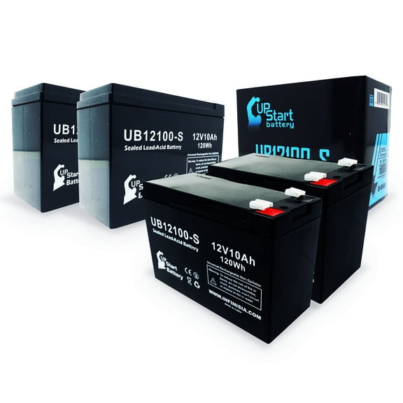 4x Pack - Compatible Schwinn New Frontier Battery - Replacement UB12100-S Universal Sealed Lead Acid Battery (12V, 10Ah, 10000mAh, F2 Terminal, AGM, SLA)