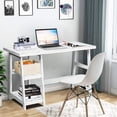 thumbnail image 4 of Costway Trestle Computer Desk Home Office Workstation w/Removable Shelves Vintage White, 4 of 9