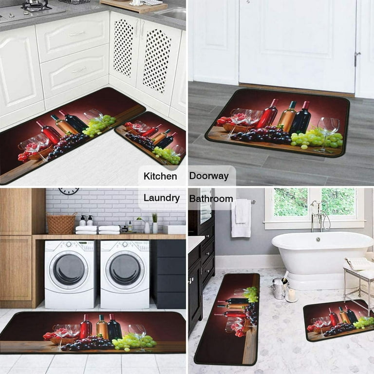 Chef Kitchen Rugs and Mats Non-Slip, Washable, Stain and Fade Resistant,  Suitable for Anti Fatigue Kitchen Mat Set of 2 Chef Kitchen Decor 17