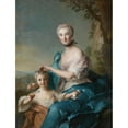 thumbnail image 2 of Jean-Marc Nattier 19x24 Black Ornate Framed Double Matted Museum Art Print Titled: Portrait of Madame Crozat De Thiers and Her Daughter (1733), 2 of 5