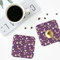 thumbnail image 4 of Yiaed Cute Squirrel Floral Print Leather Coasters for Drinks - Cup Coasters Coffee Table Kitchen Table Bar, Home & Office Gifts Handmade Drink Coasters-Square, 4 of 6