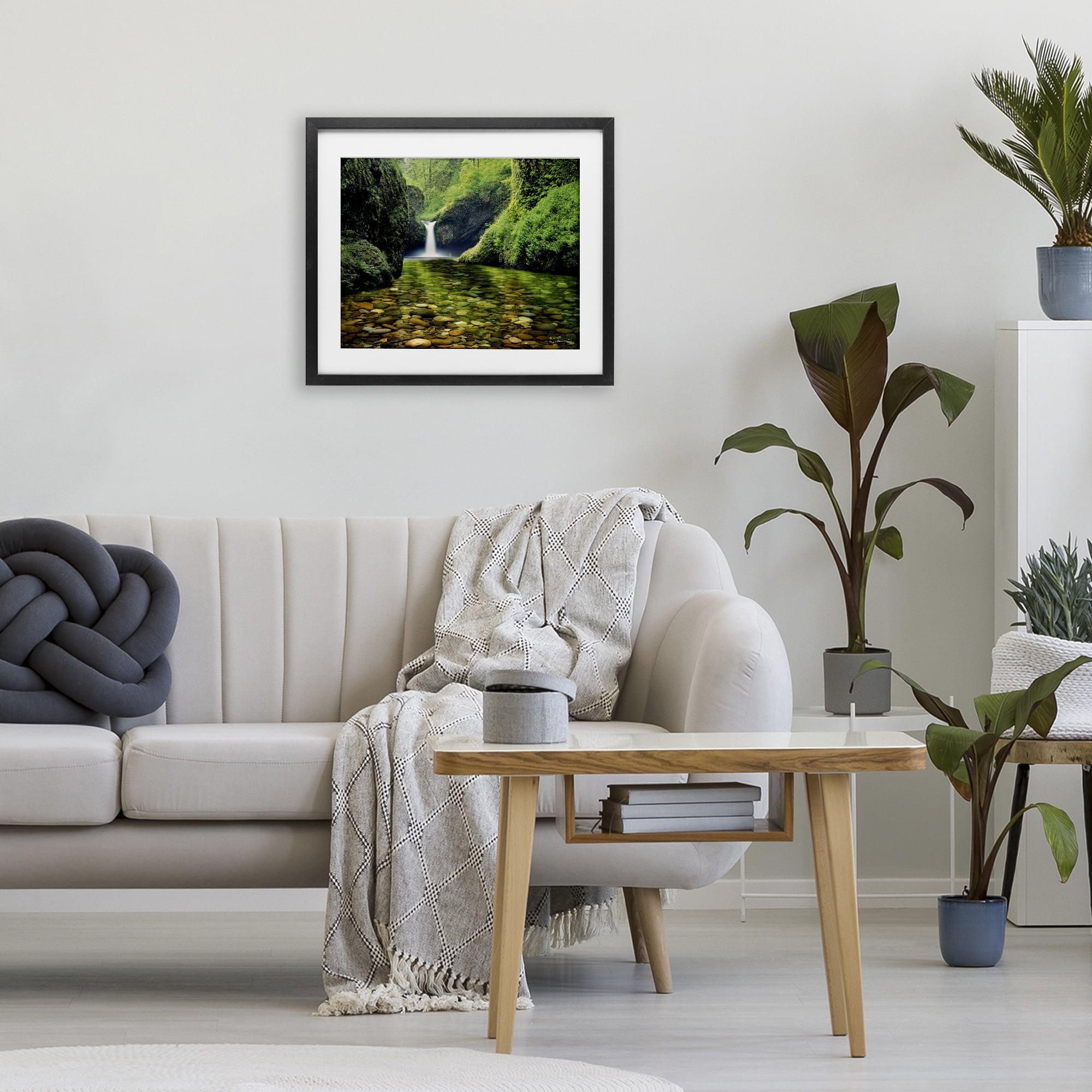 Stupell Industries Punchbowl Falls in Emerald Forest Black Framed Print Under Glass, design by Dennis Frates