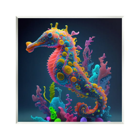 Stupell Industries Abstract Seahorse Vivid Hues Coastal Painting Unframed Art Print Wall Art