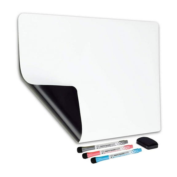 Fridge Message Board Sheet Self Adhesive with Drying Erase 3 Markers Magnetic Whiteboard for Refrigerator Shopping List