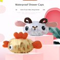thumbnail image 4 of Gorros de ducha reutilizables para baño diseñados para bebés, niños, cabello largo/grueso, lindo, impermeable, animal de dibujos animados, gorro de baño de doble capa para niños, niñas, mujeres (pez, 4 of 5