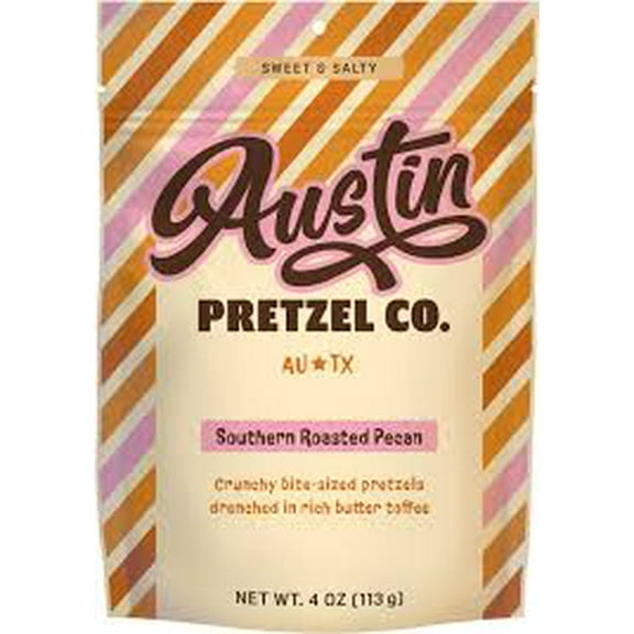 Austin Pretzel Co. Southern Roasted Pecan Crunchy Pretzels with Butter Toffee, Sweet & Salty, 4 oz