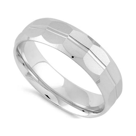 925 Sterling Silver Platinum Plated Diamond Pattern Wedding Band Women Valentines Day Gifts Ring