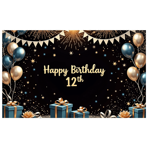 Birthday Decoration Banner Happy Birthday 12th Party Birthday Banner for Celebration Indoor Decoration Kids Event