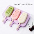 thumbnail image 5 of Máquina para hacer helados, Conejo - Molde para helado - Molde para paletas de helado de jugo congelado de silicona de 3 celdas con mini molde para paletas - Con 50 palitos de madera Máquina para hace, 5 of 5