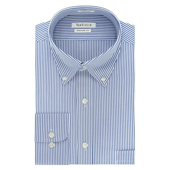 Van Heusen Men's Pinpoint Regular Fit Stripe Button Down Collar Dress Shirt