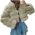 thumbnail image 2 of Qeaghou Womens Faux Fur Coat Trendy Zip Up Cropped Teddy Jackets Long Sleeve Fuzzy Fluffy Warm Short Winter Coats with Hood, 2 of 6