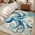 thumbnail image 4 of Area Rugs 2.7'x5', Teal Octopus Coastal Carpet for Living Room Bedroom Dining Room, Vintage Summer Beach Nautical Throw Kitchen Rugs Non Slip Washable Rectangle Indoor Outdoor Rugs, 4 of 8