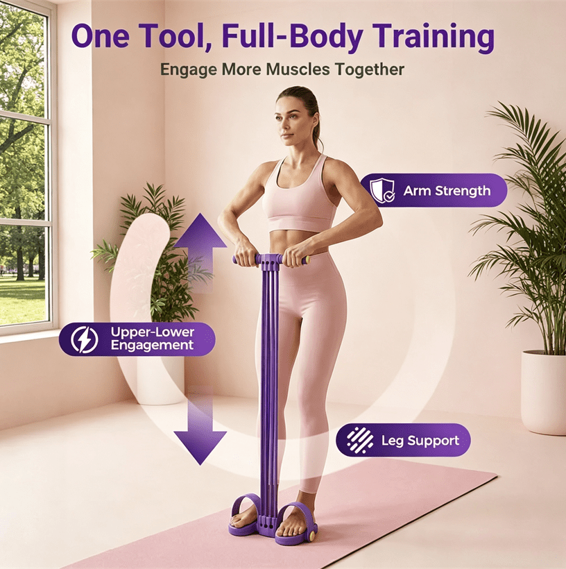 Pedal Resistance Bands with Handles, Upgrade 6-Tube Foot Pedal Resistance Band, Multifunction Tension Rope for Home Workout, Resistance Band for Arms, Legs, Abdomen, Waist Training