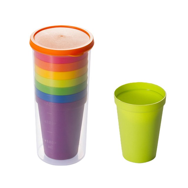 CAROOTU Ensemble de Gobelets en Plastique Multicolores Réutilisables Portables Arc-en-Ciel pour Intérieur Extérieur