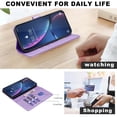 thumbnail image 4 of Compatible With Samsung Galaxy S23 Wallet Case,PU Leather Flip Folding Kickstand,With [RFID Blocking] Card Holder,Magnetic Closure,Shockproof Anti-fall Rugged Phone Case,Purple, 4 of 9