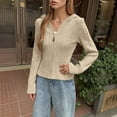 thumbnail image 2 of Bibifish Womens Cardigan Sweater Light Color Cable Knit Hooded Cardigan Slim Fit Full Zip Up Casual Daily Outings Trendy Cardigan, 2 of 4