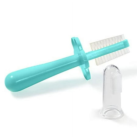 Grabease Baby and Toddler Double Sided Soft Bristle Toothbrush with Finger Brush