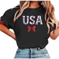 thumbnail image 4 of Levmjia Womens Top T-Shirt Short Sleeve Round Neck Printed Casual Pullover Fashion Comfortable Independence Day Tee Vacation Party Daily Wear, 4 of 5