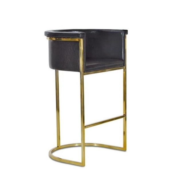 Tabouret de bar Maluma II en PU noir, design moderne et confortable