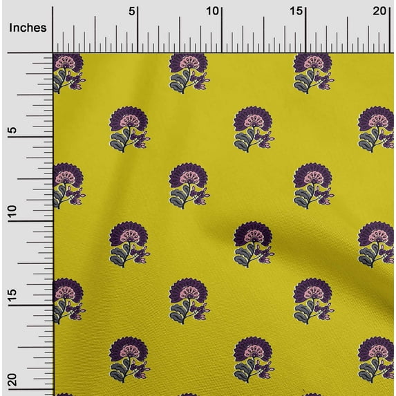 oneOone Silk Tabby Fabric Leaves & Floral Block Decor Fabric Printed BTY 42 Inch Wide