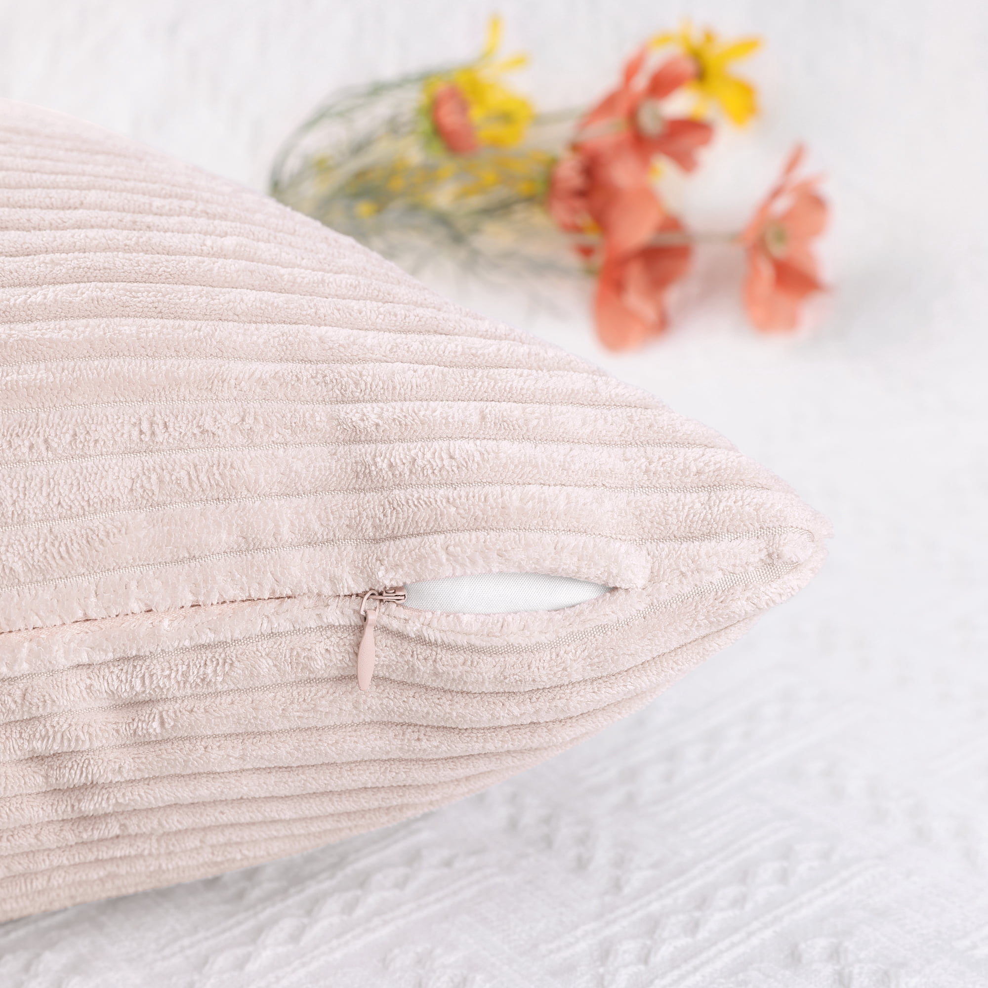 Unique Bargains Sofa Living Room Corduroy Decorative Throw Pillow Covers (2 Count) Pink 16" x 16"