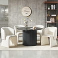 thumbnail image 4 of 47" Round Dining Table for 4, Modern Farmhouse Marble-Look Foiled Top with MDF Striped Base, Kitchen & Dining Room Tables - Black, 4 of 8