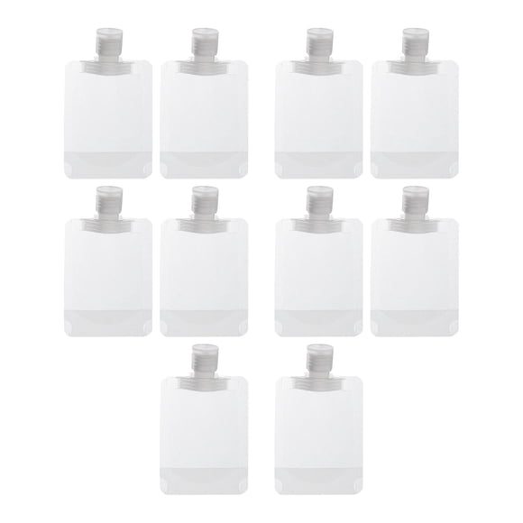 10 bolsas vacías recargables para apretar, recipientes para artículos de tocador, bolsas exprimibles para líquidos cosméticos, bolsa transparente a 50ml shamjiam Bolsa comprimible vacía