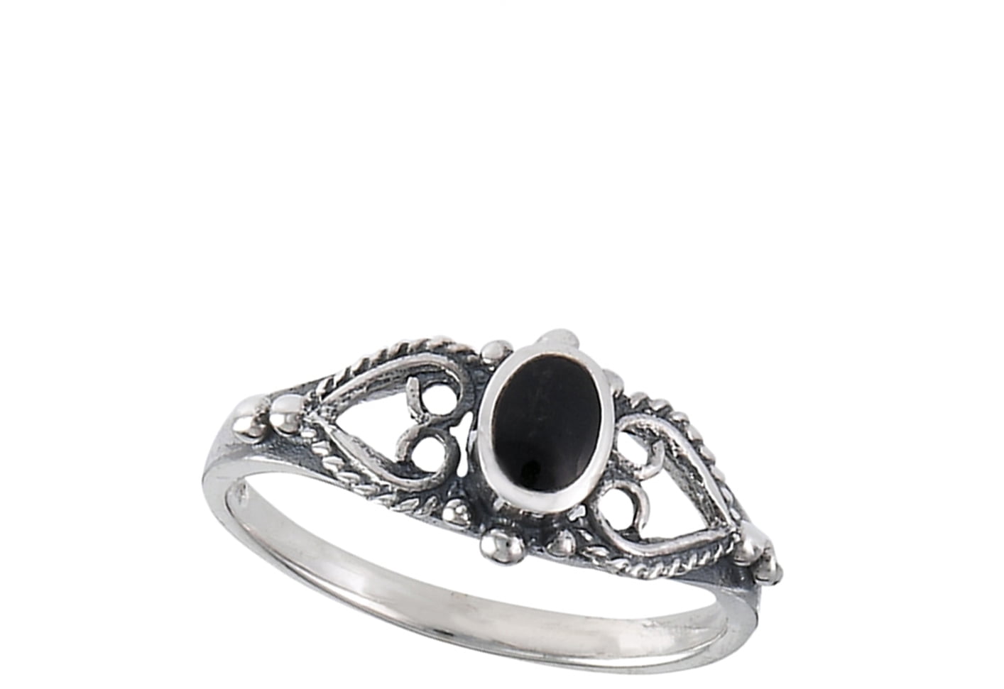Oxidized Peace Sign Heart Promise Ring New .925 Sterling