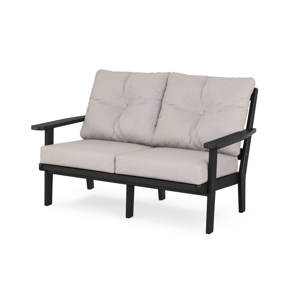 POLYWOOD Prairie Deep Seating Loveseat in Black / Dune Burlap