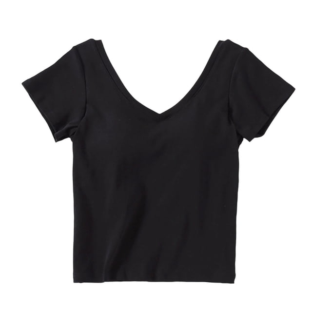 Tops de Manga Corta Sexy para las Mujeres, Color Sólido con Almohadilla de Pecho, Sujetador un Fondo Envuelto Pijamas