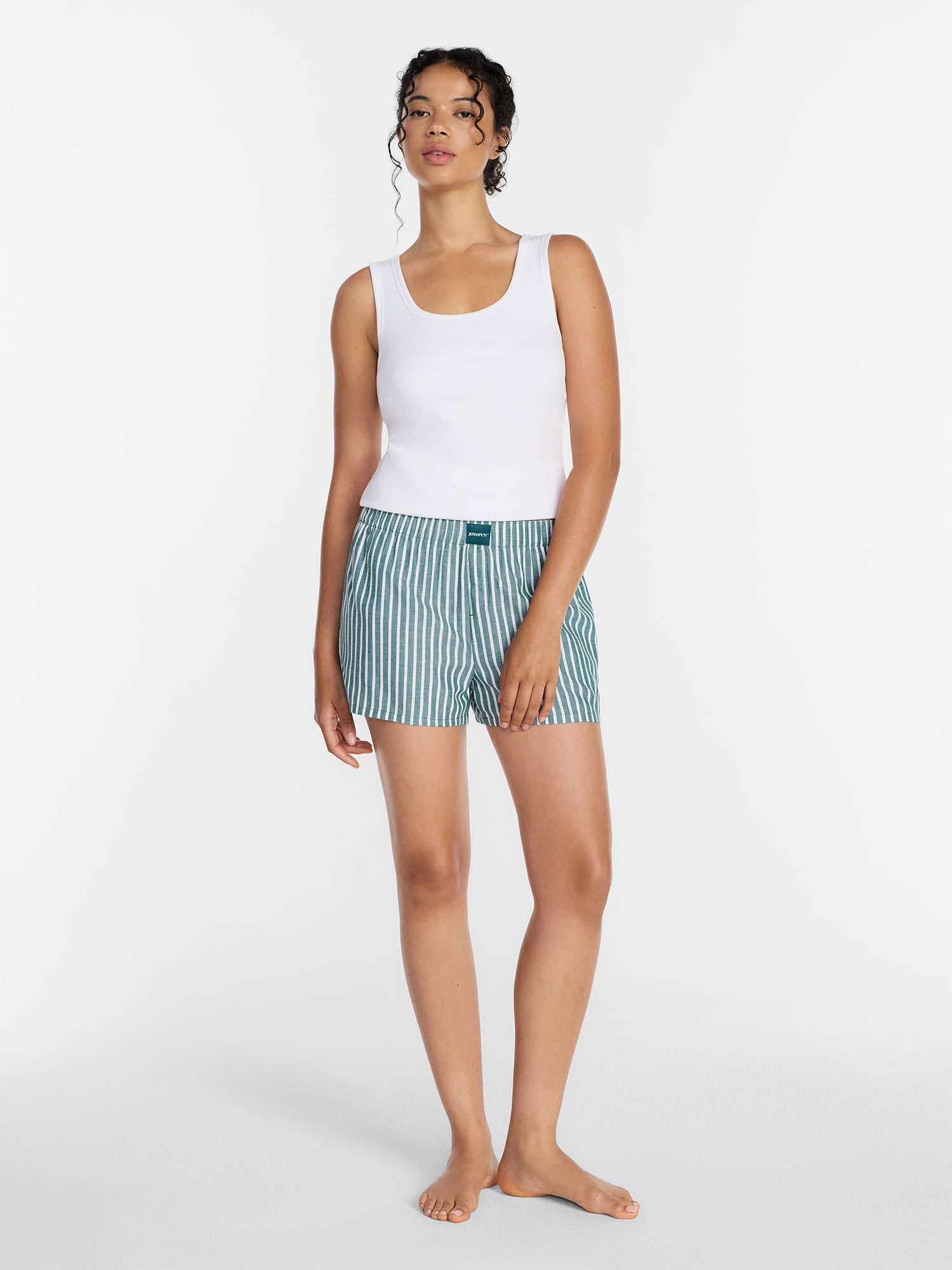 Joyspun Women's Woven Pajama Boxer Shorts, Sizes XS to 2X