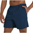 thumbnail image 2 of BLCHUNen Athletic Shorts for Mens Cotton Linen Lightweight Breathable Drawstring Beach Shorts with Pockets, 2 of 6