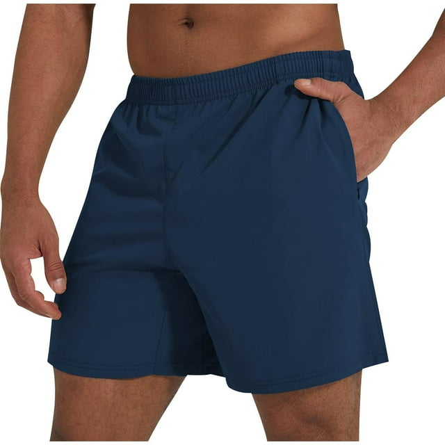 Pantalones Cortos Atléticos de los Hombres con Bolsillos Imitación de Algodón de Lino Pata Recta, Elástica Cintura Rodilla Longitud Pantalones de Playa