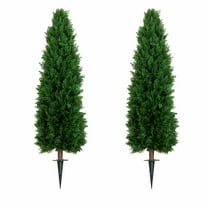 Nearly Natural 4ft. UV Resistant Artificial Cedar Plant with Integrated Ground Stake (Indoor/Outdoor) - Set of 2