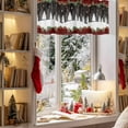 thumbnail image 3 of Black Red Christmas Valances for Windows, 42 x 18in, Winter Snowflakes Tree Xmas Garland Plaid Rod Pocket Kitchen Valance Curtain Light Filtering Window Treatments for Living Room Bedroom, 1 Panel, 3 of 7
