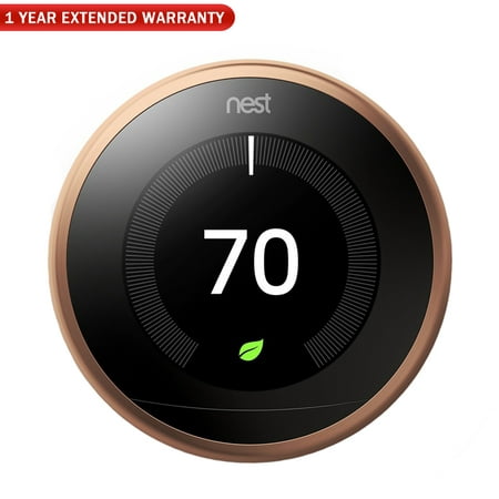 Nest T3021US Learning Thermostat 3rd Gen (Copperl) + 1 Year Extended Warranty