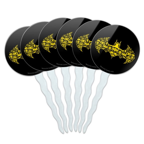 Batman Batman Icons Logo Cupcake Picks Toppers Decoration Set of 6