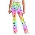thumbnail image 6 of Odeerbi 2-13 Years Kids Girls Wide Leg Yoga Pants Butterfly Print Workout Dance Athletic Sports Pants Cute Elasticity High Waist Straight Leg Pants, 6 of 9
