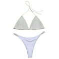 thumbnail image 6 of Babysbule Swimsuits for Women Women Solid Color Rhinestone Backless Bikini Two Pieces Swimwear Swimsuit Beachwear Set, 6 of 8