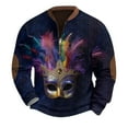 thumbnail image 5 of Resicozy Mardi Gras Sweatshirts for Men Print Casual Long Sleeve Sweatshirt 1/4 Zipper Stand Collar Pullover Dark Blue 1 S, 5 of 5