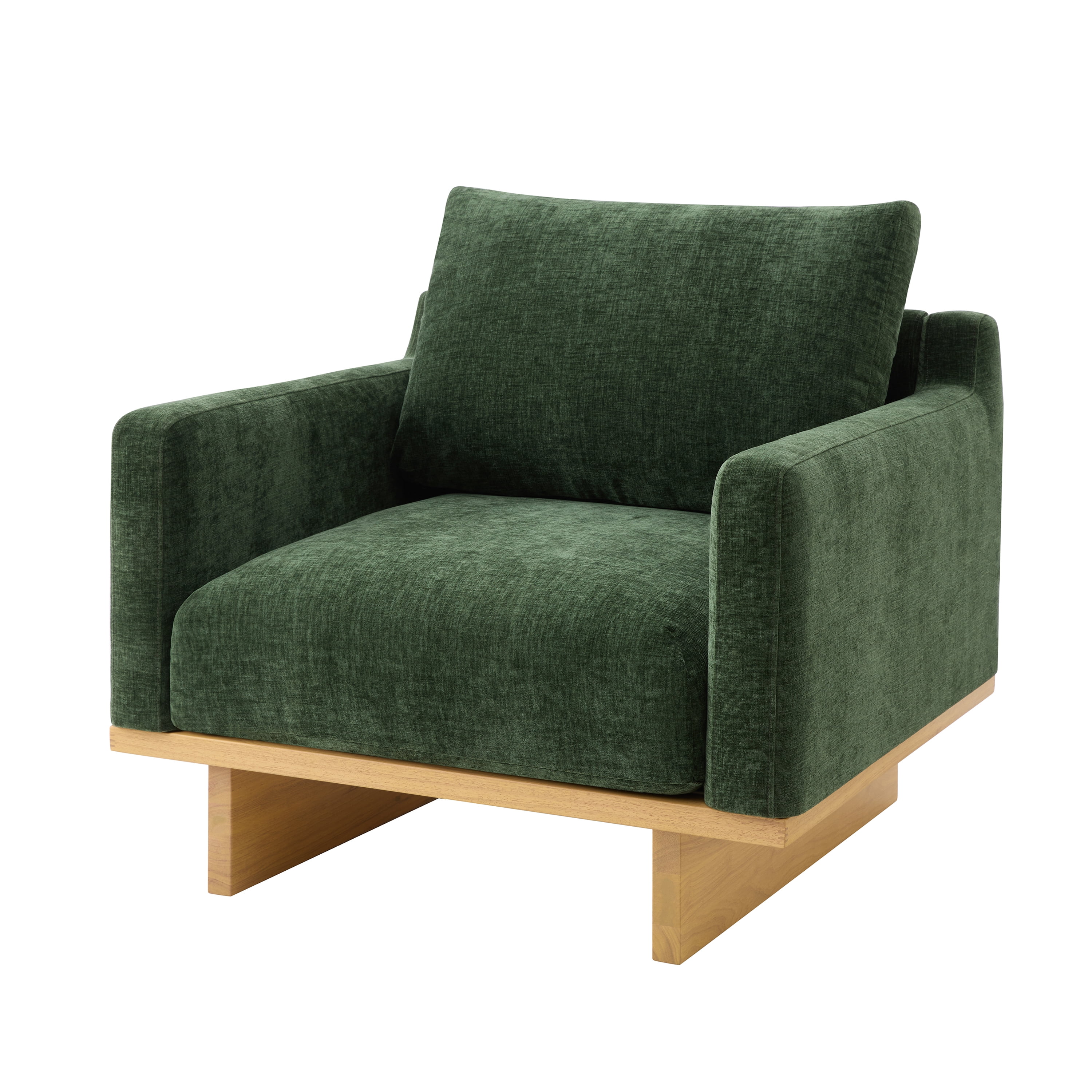 Euroco Oversized Accent Chair, Modern Minimalist Comfy Reading Chair with Solid Wood Frame,Upholstered Armchair, Wide Singe Modern Lounge Sofa for Living Room, Bedroom,Green
