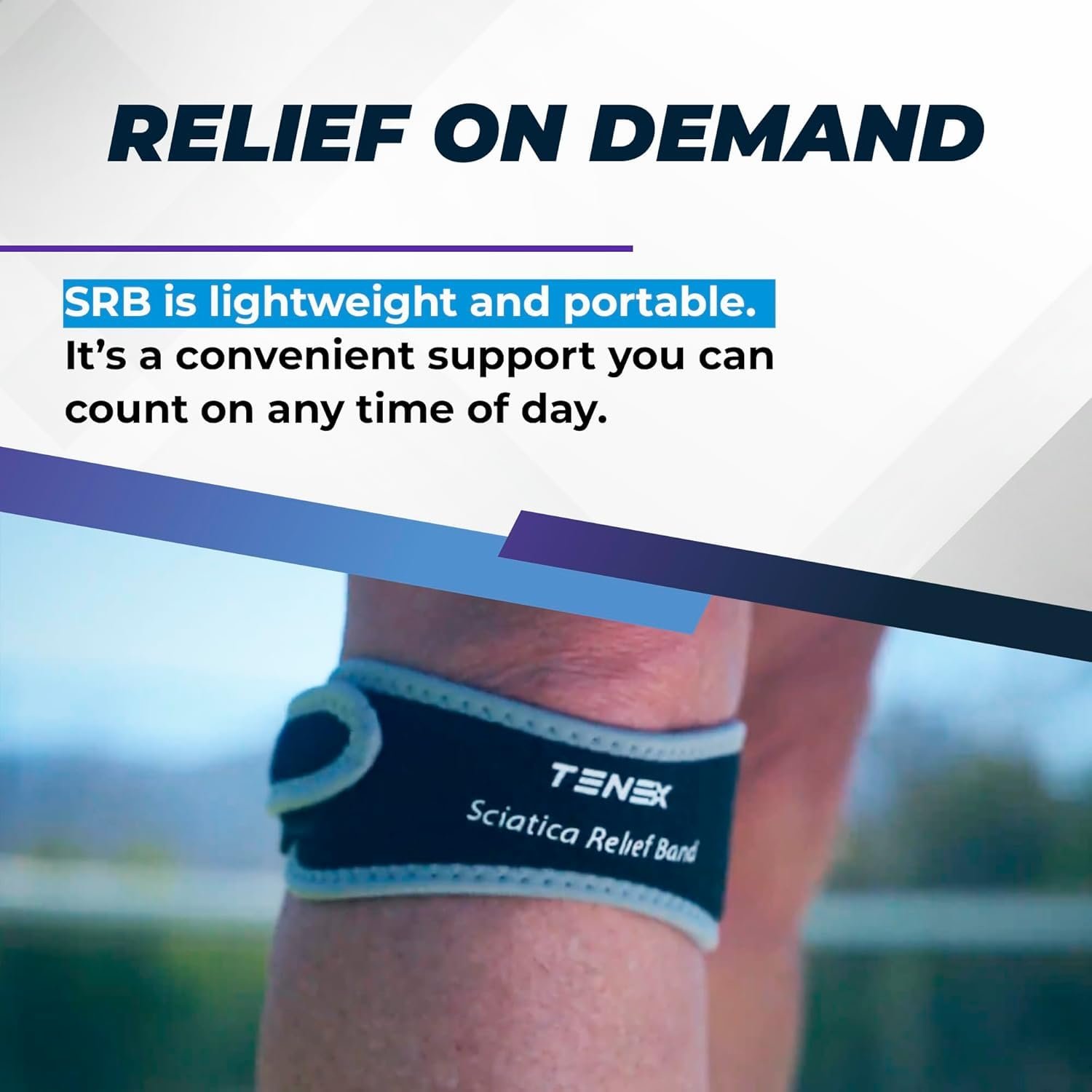 TENEX Sciatica Relief Band  Ultra-Comfortable, Single-Band, Non-Slip Sciatic Nerve Brace, Targets UB40 Acupoint for Immediate, Effective Sciatica Pain Relief, Ideal for Daily Use, Unisex