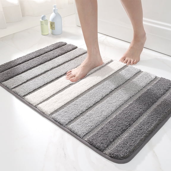 Quick Dry Bath Mat, Non-Slip Bathroom Rug, Absorbent Quick Drying Non-Slip Soft Floor Mat with Nylon Spandex, 40x60cm for Toilet Shower Entrance Floor, for Bedroom Safe and Dry Home Decor, Gray