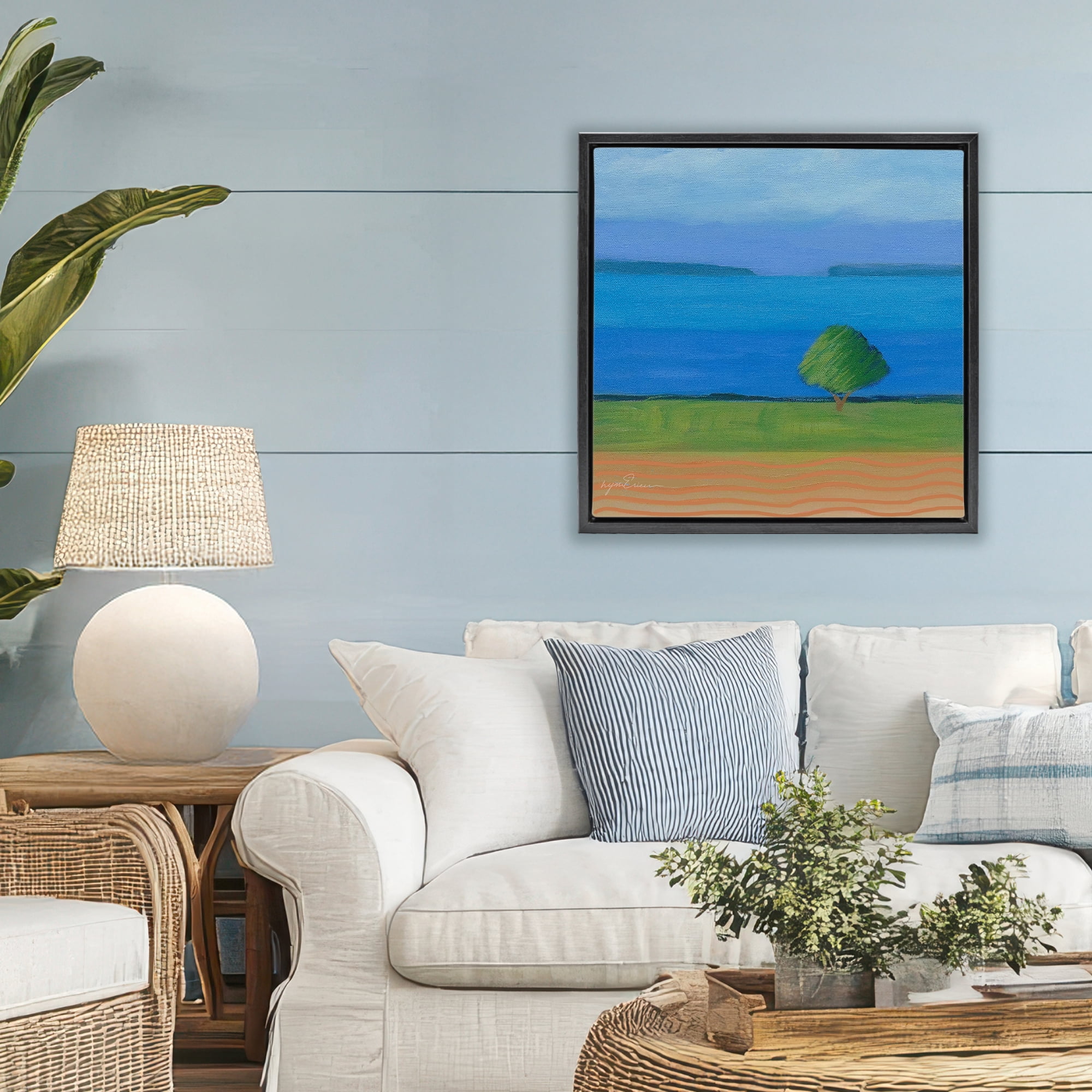 Stupell Industries Lone Tree at Spring Cove Black Framed Floater Canvas Wall Art, design by Lynn Ericson Fine Art